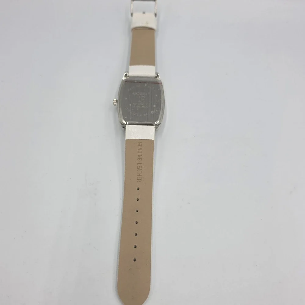 Gossip Watch Womens Quartz Multicolor White Leather Rectangle Silver Tone GSP727